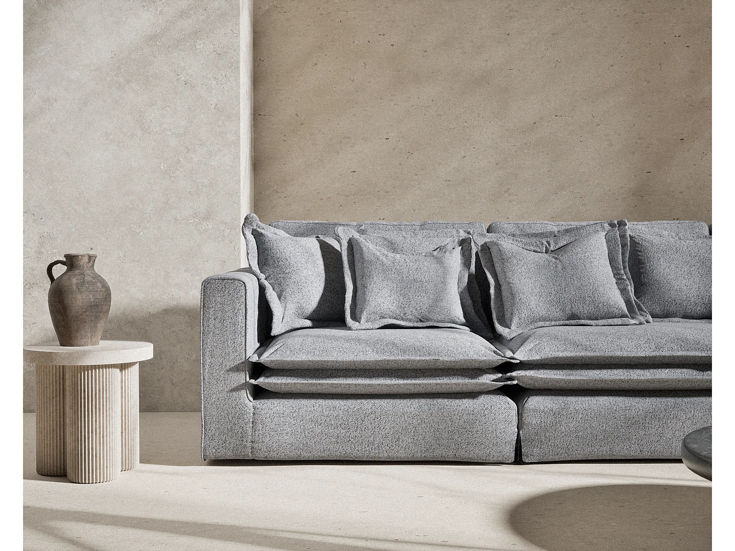 Canapé en toile tissée Amalfi - 6 places - gris