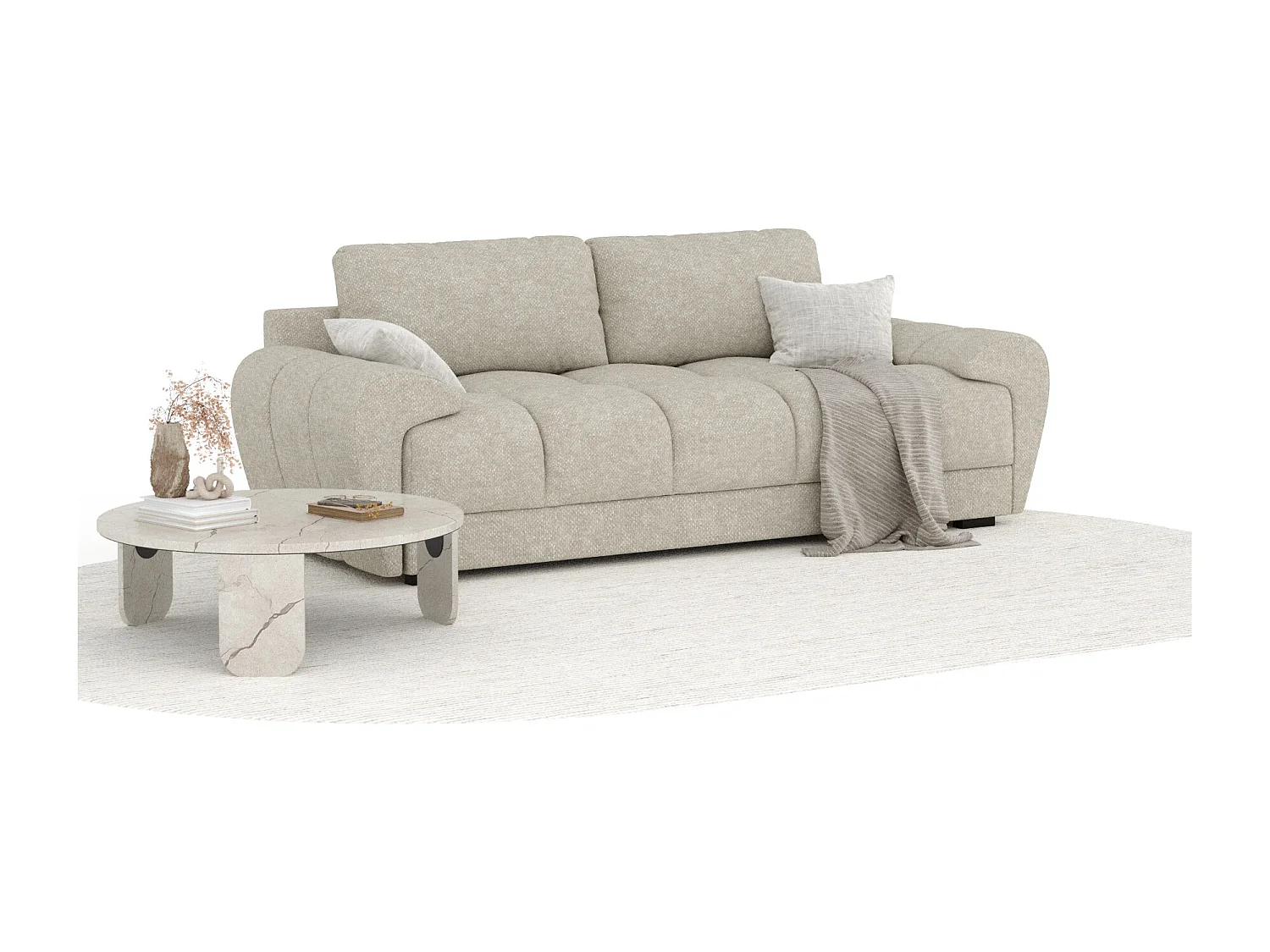 Canapé en tissu chenille Peebles - 3 places - beige gris