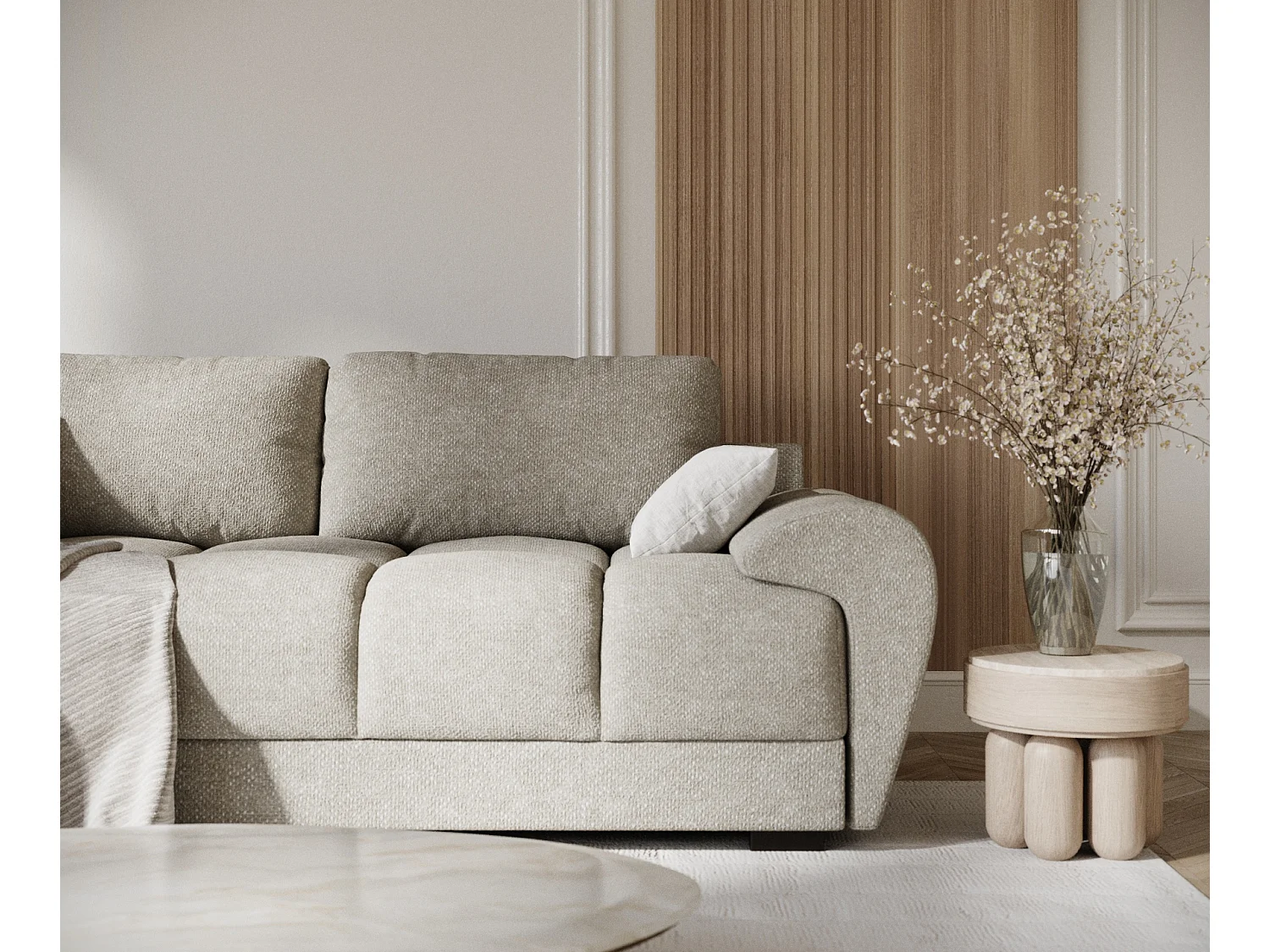 Canapé en tissu chenille Peebles - 3 places - beige gris