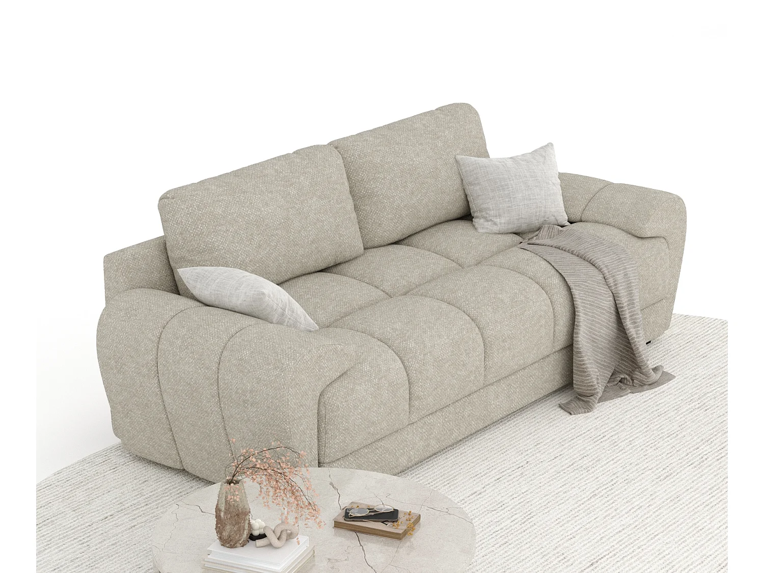 Canapé en tissu chenille Peebles - 3 places - beige gris