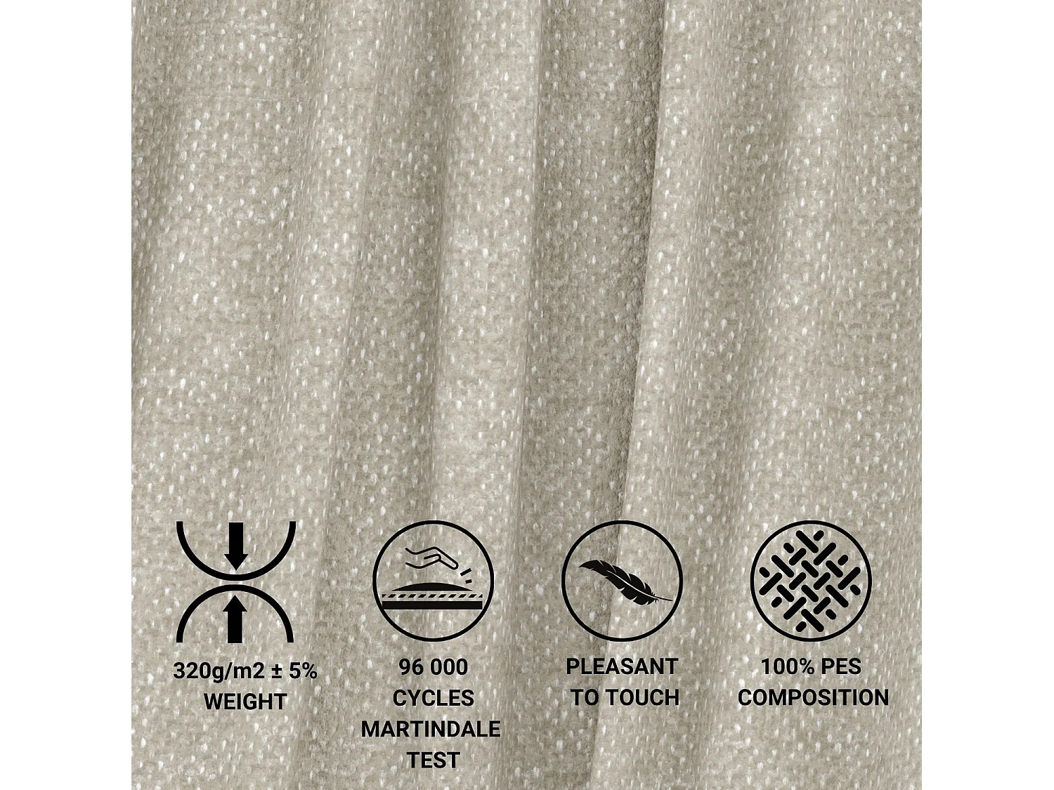 Canapé en tissu chenille Peebles - 3 places - beige gris