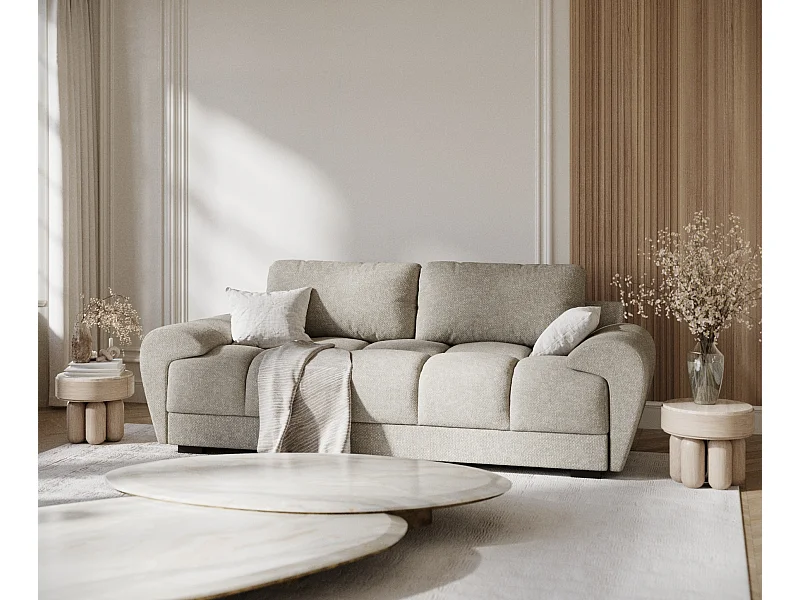 Bank van chenillestof Peebles - 3 plaatsen - beige grijs