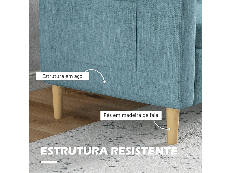 Sofá doble azul claro 143x76x83 cm HOMCOM