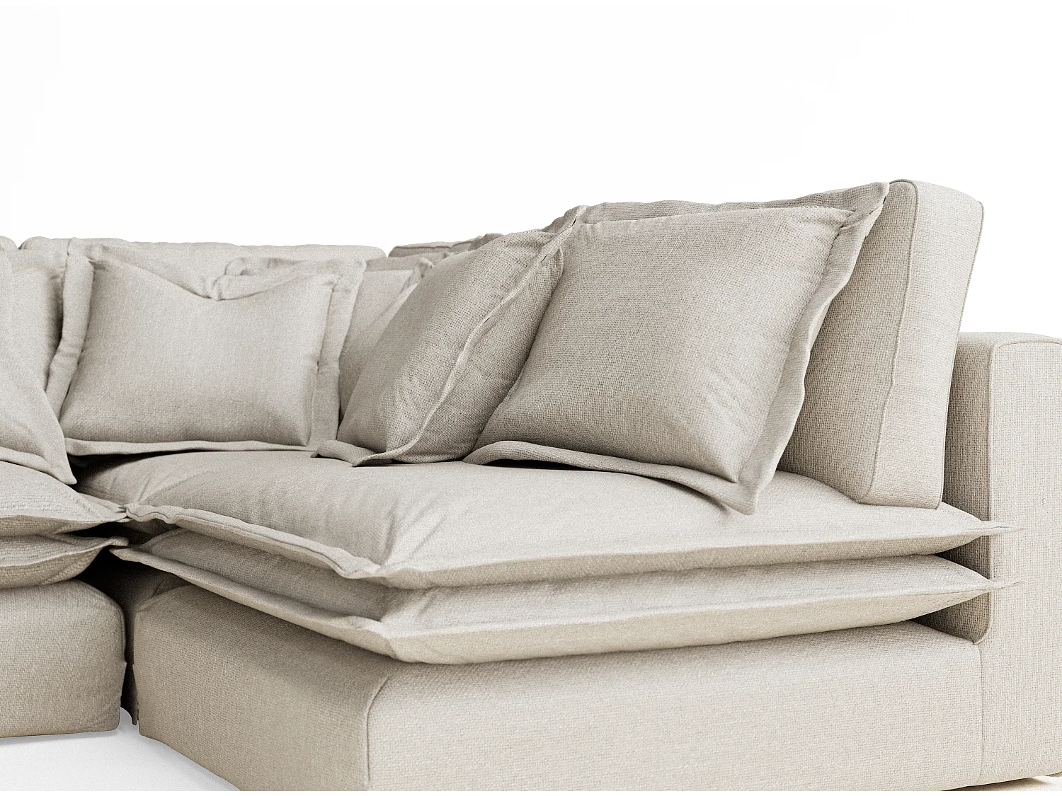 Canapé d'angle en toile tissée Amalfi - 5 places - beige