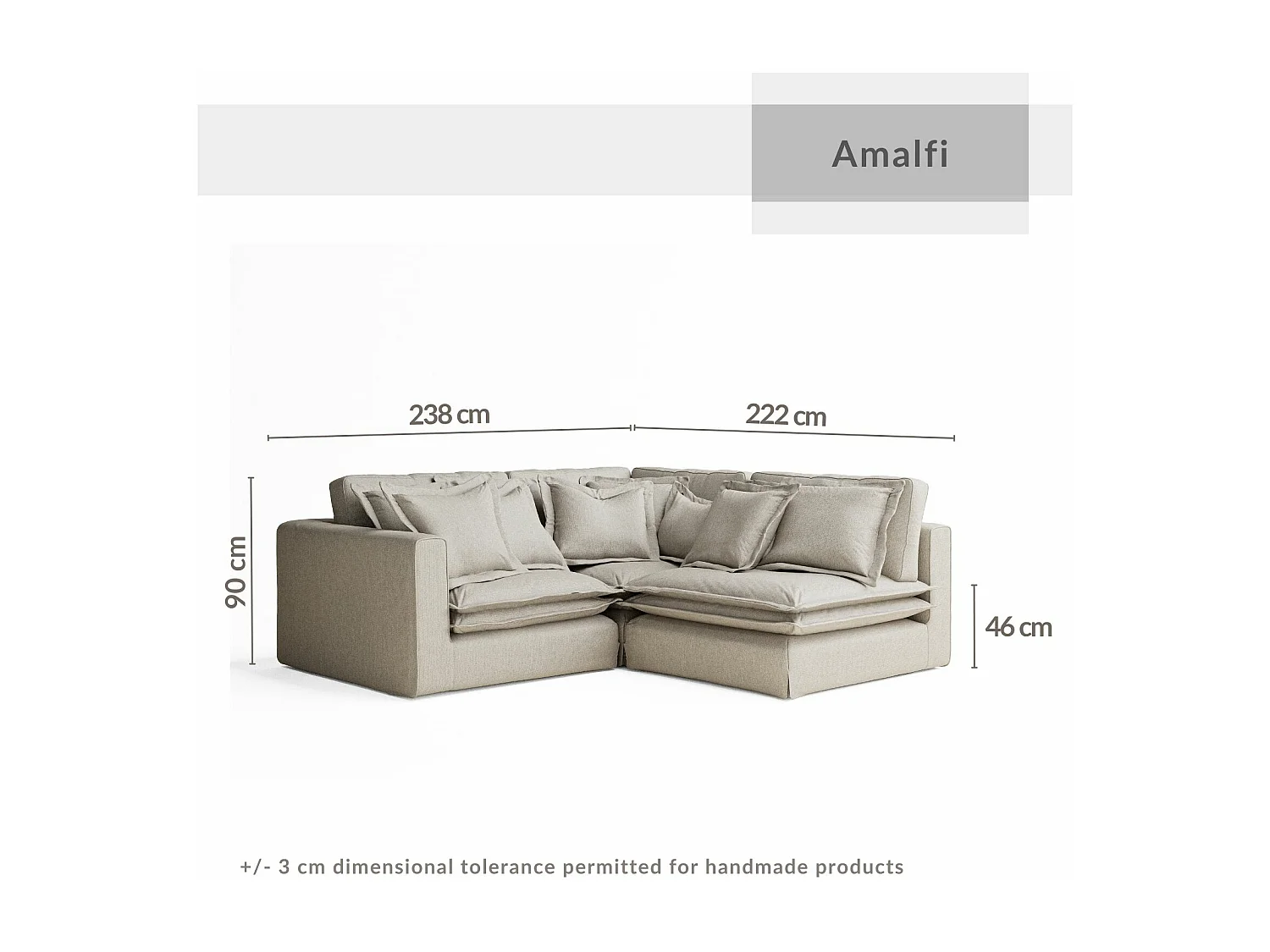 Canapé d'angle en toile tissée Amalfi - 5 places - beige