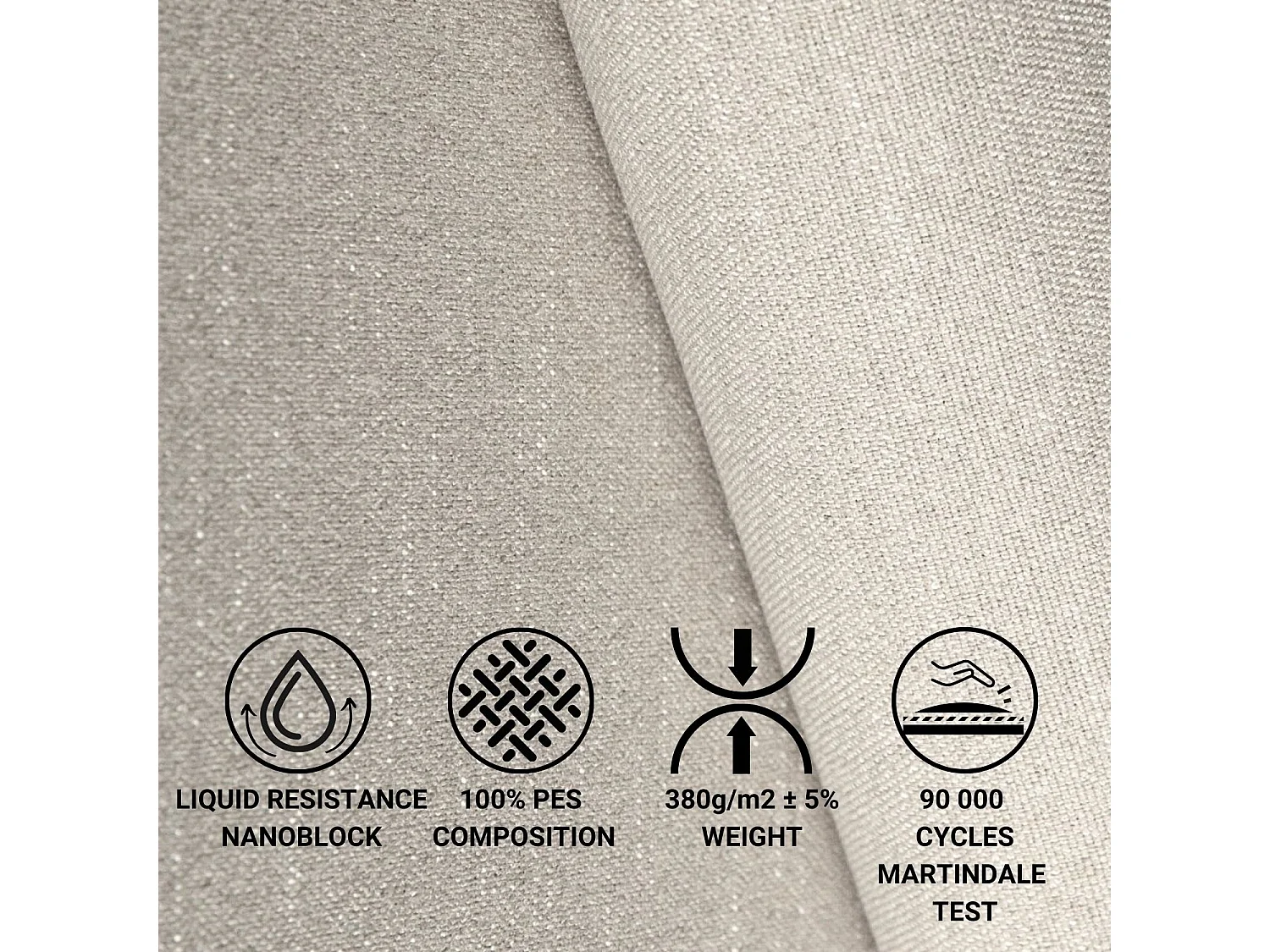 Canapé d'angle en toile tissée Amalfi - 5 places - beige