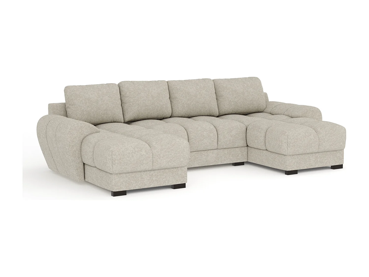 Canapé panoramique en tissu chenille Peebles - 6 places - beige gris