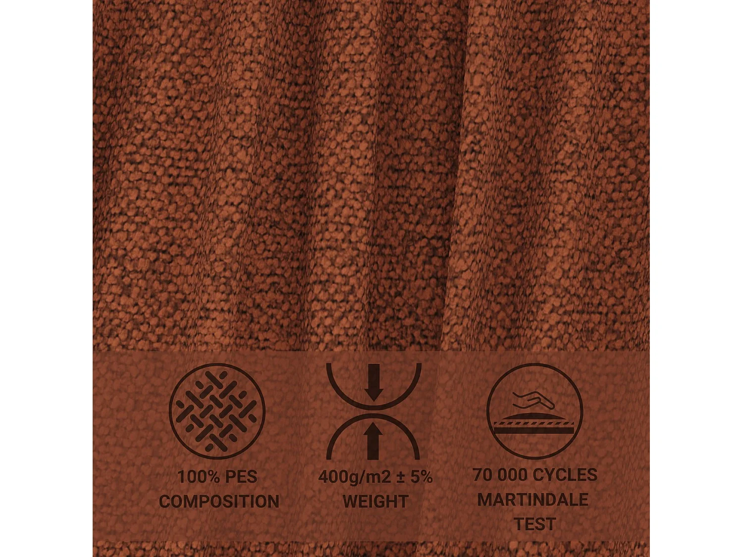 Canapé en toile tissée Peebles - 3 places - couleur cuivre