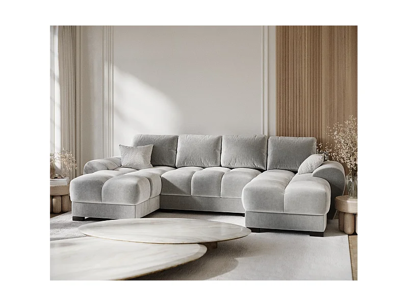Panorama-Sofa aus Samtstoff Peebles - Sechs-Personen - hellgrau
