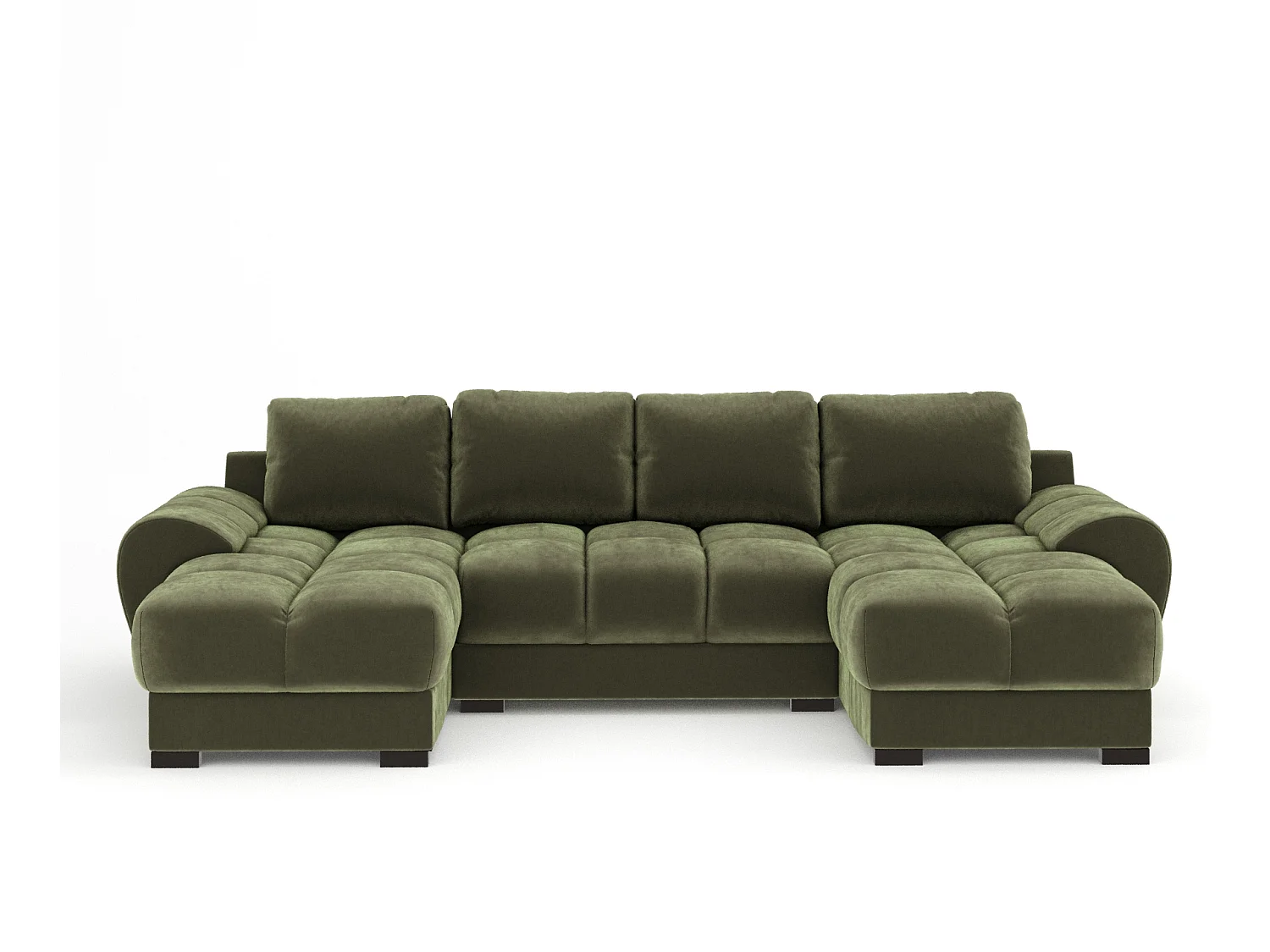 Canapé panoramique en tissu velours Peebles - 6 places - vert olive