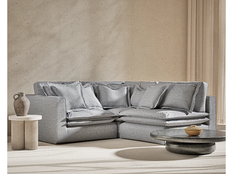 Ecksofa aus Webstoff Amalfi - Fünf-Personen - grau