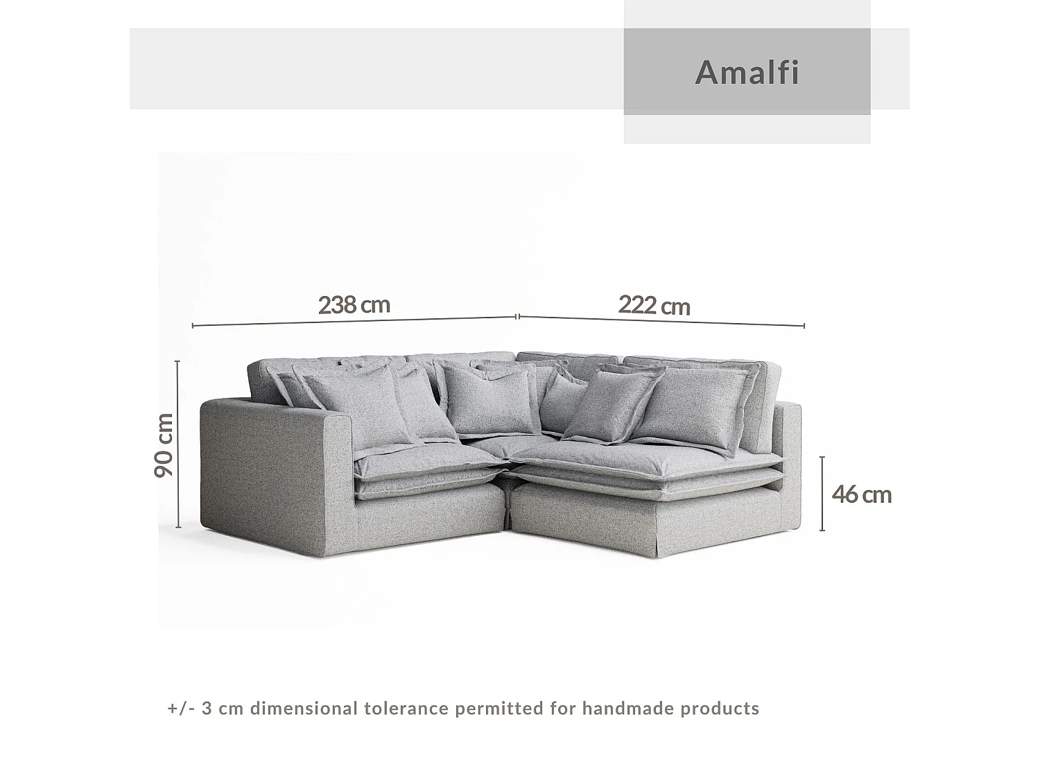Ecksofa aus Webstoff Amalfi - Fünf-Personen - grau