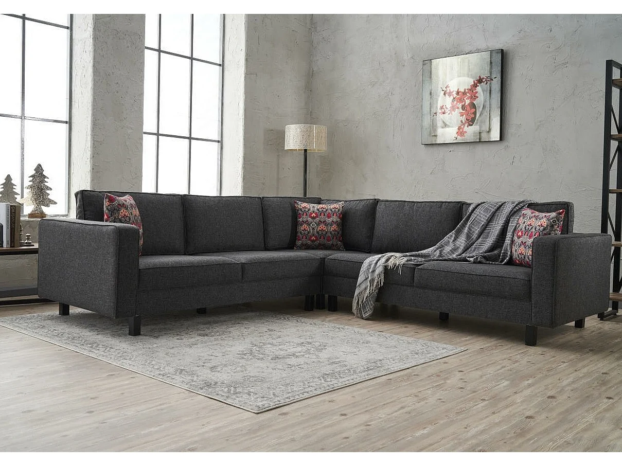 Divano angolare Altadena 326, Grigio, 258x258x83cm