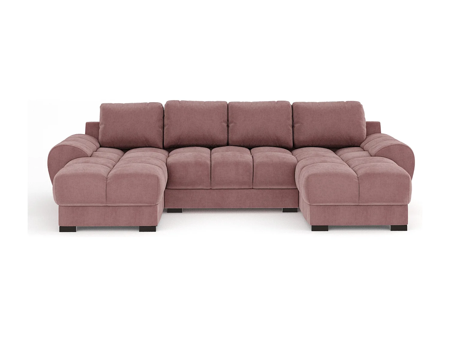 Canapé panoramique en tissu velours Peebles - 6 places - rose