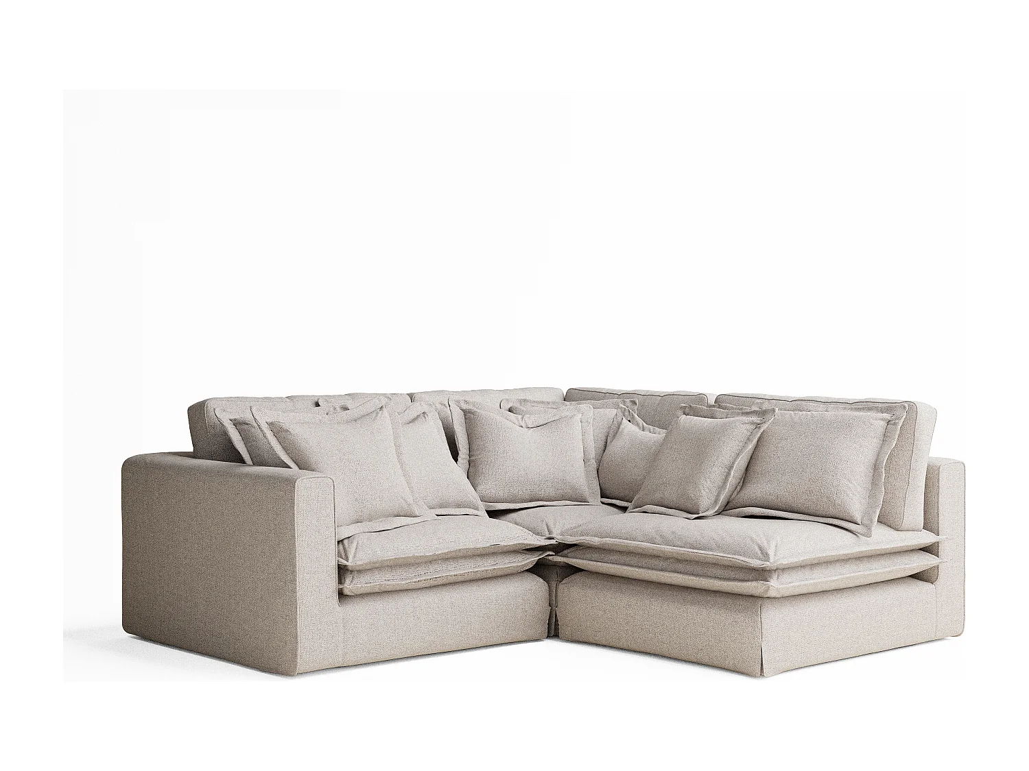 Canapé d'angle en toile tissée Amalfi - 5 places - beige