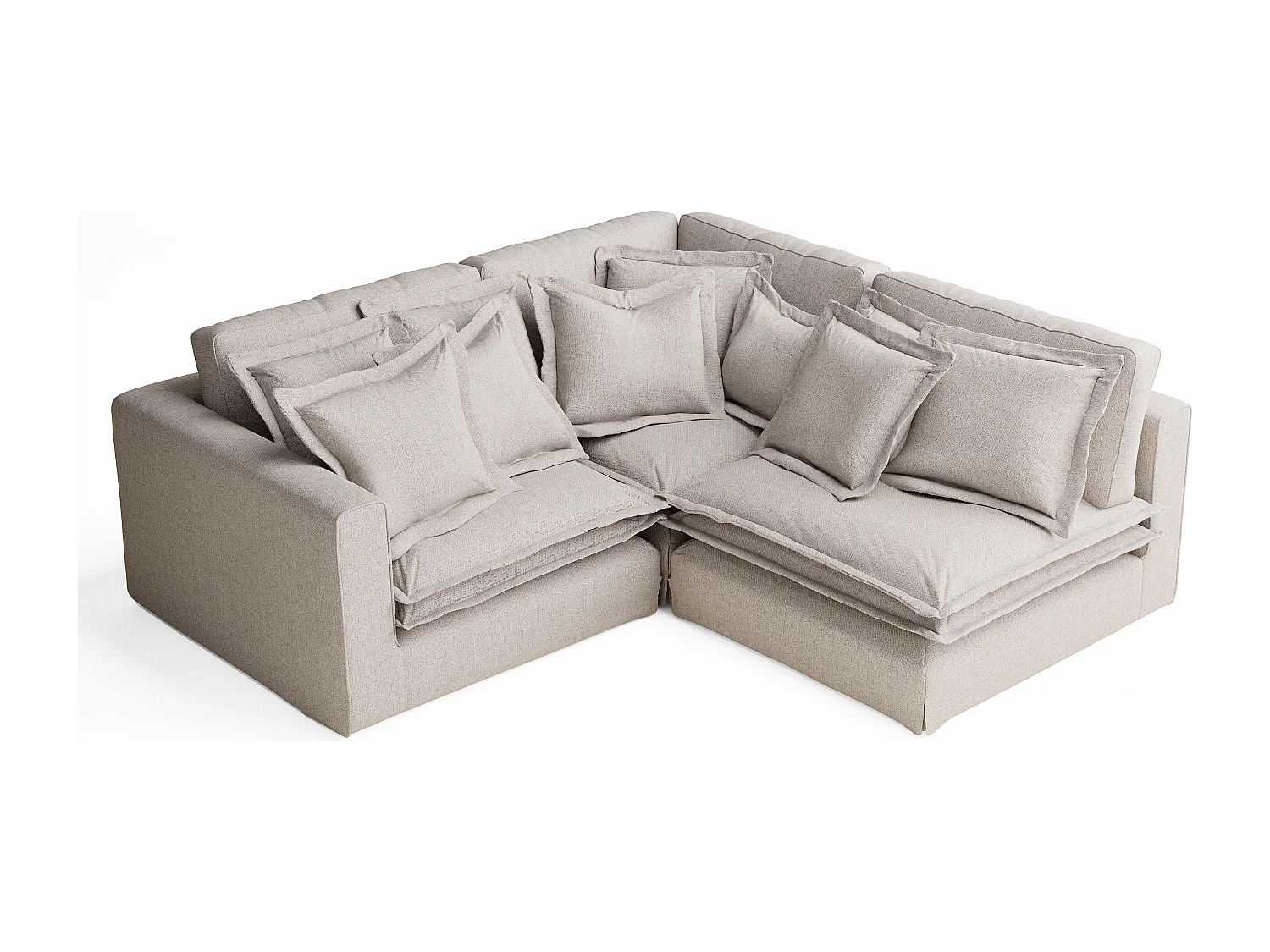 Canapé d'angle en toile tissée Amalfi - 5 places - beige