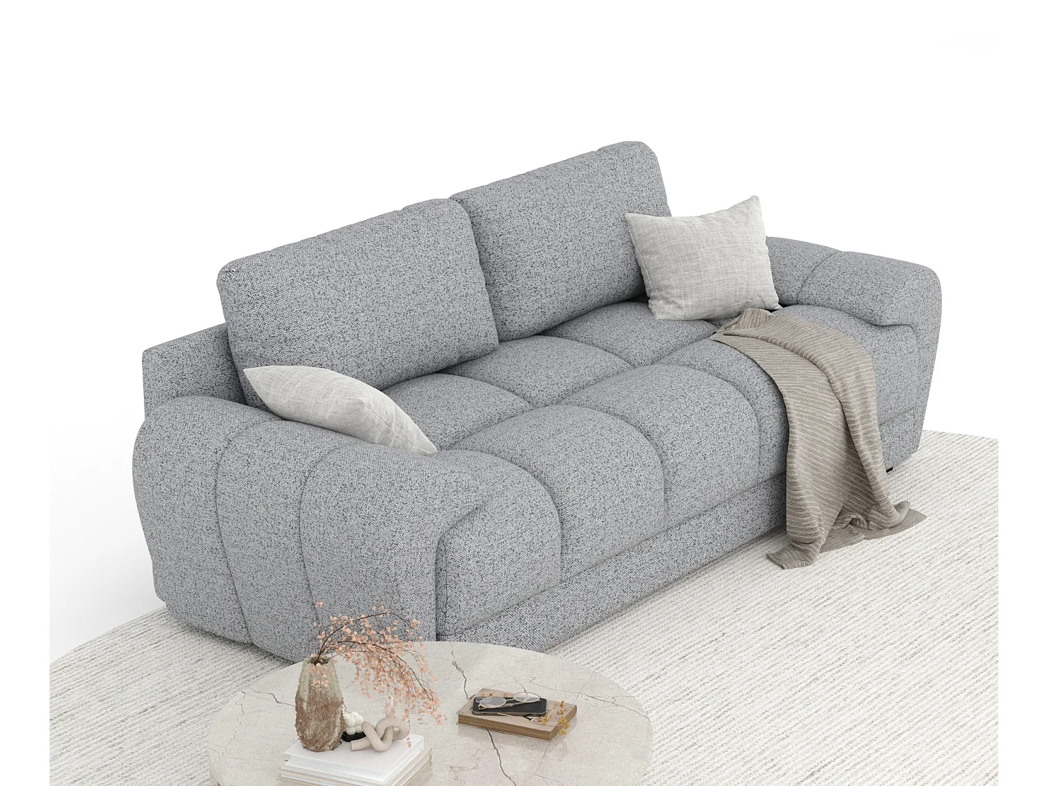 Canapé en toile tissée Peebles - 3 places - gris