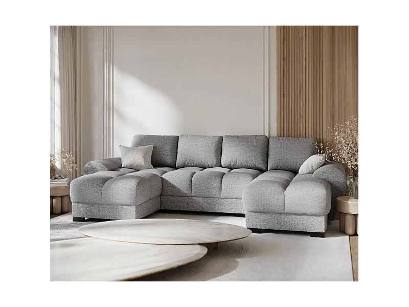Panorama-Sofa aus Webstoff Peebles - Sechs-Personen - grau