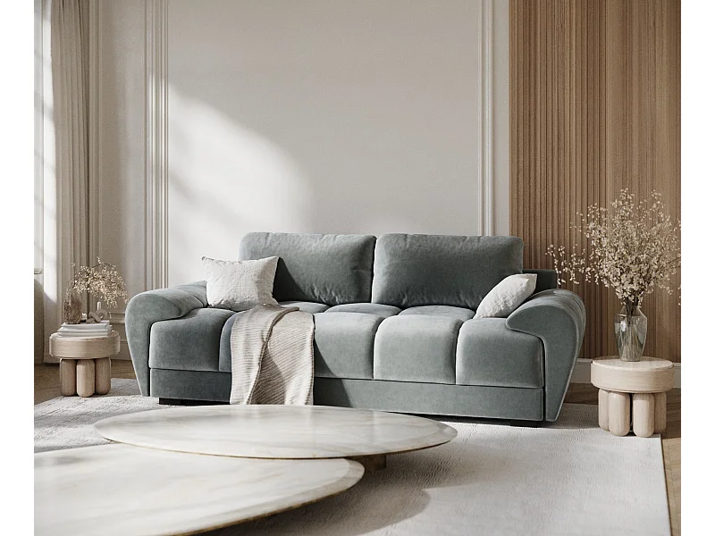 Sofa w tkaninie welwetowej Peebles - trzyosobowa - szary