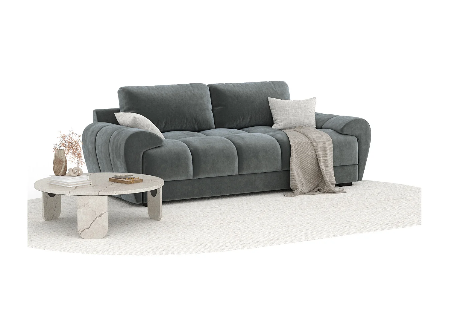 Canapé en tissu velours Peebles - 3 places - gris