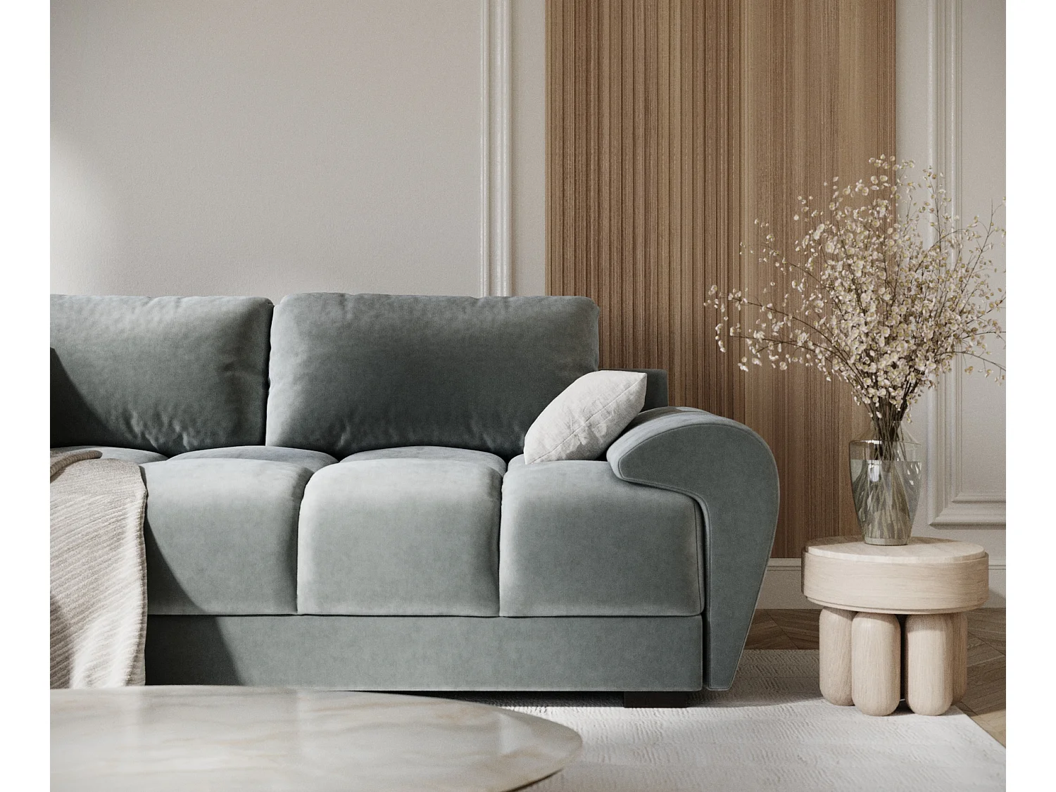 Canapé en tissu velours Peebles - 3 places - gris