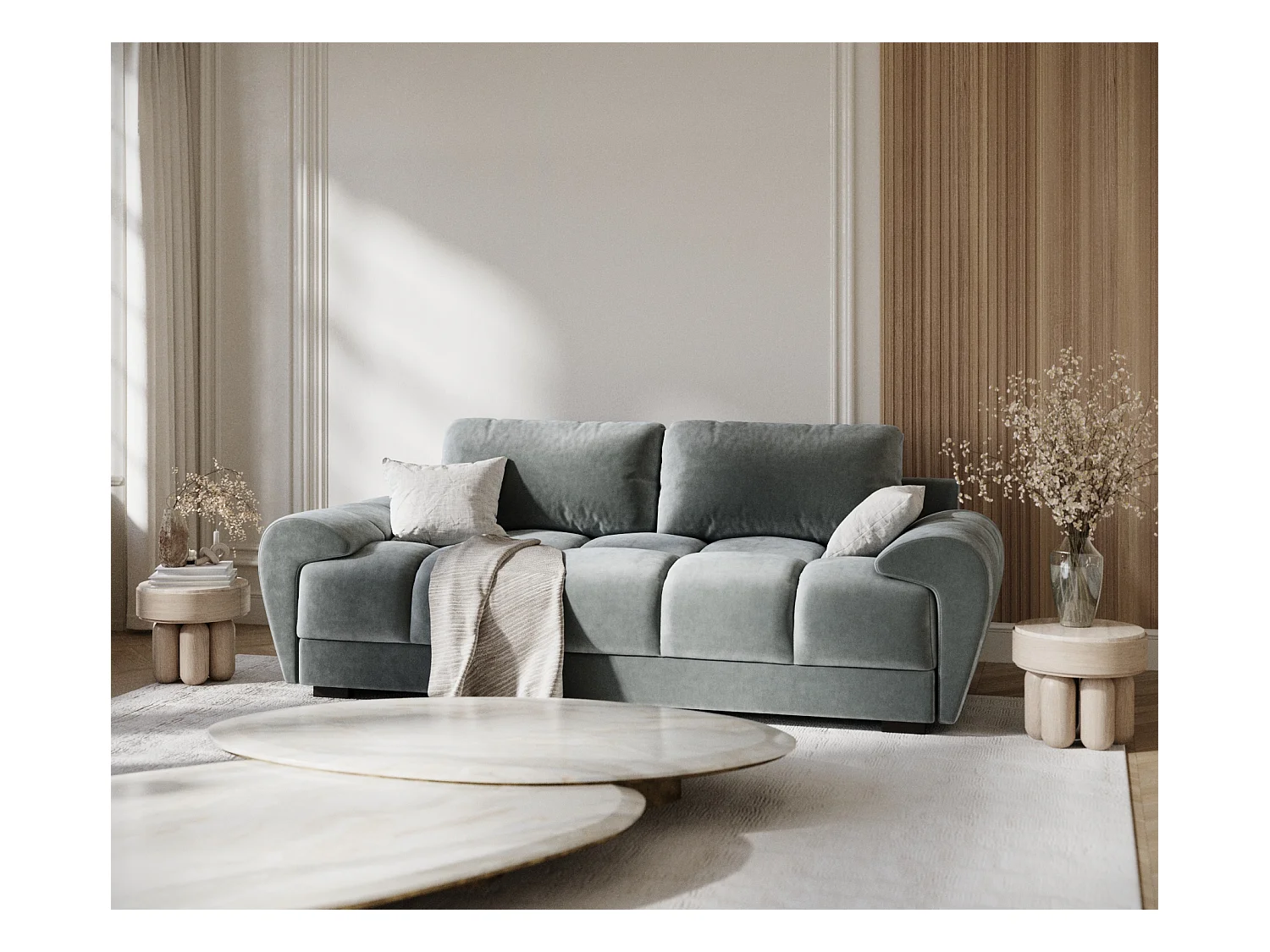 Sofa aus Samtstoff Peebles - Drei-Personen - grau