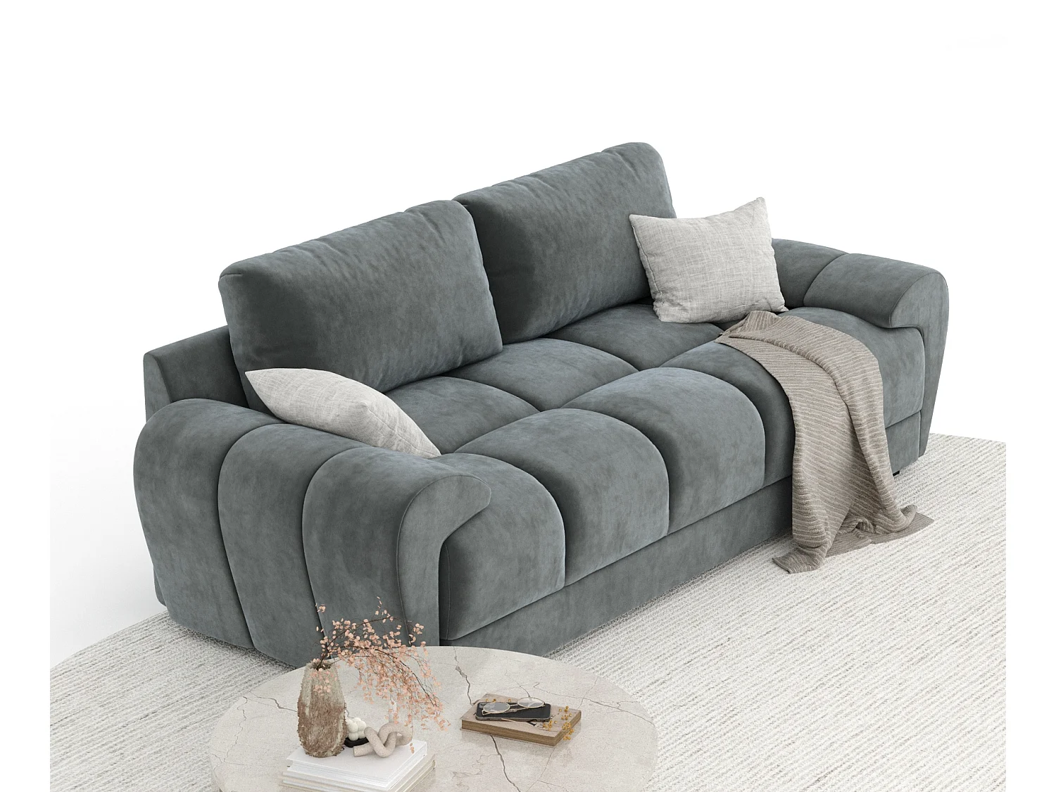 Canapé en tissu velours Peebles - 3 places - gris