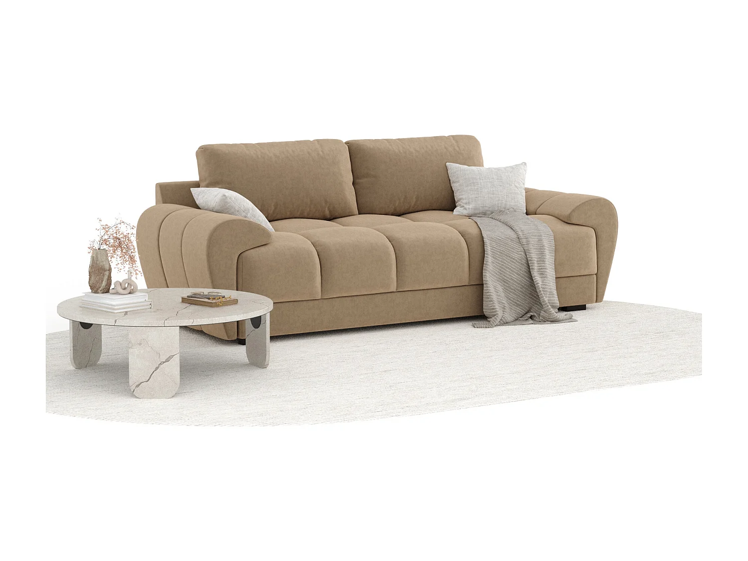 Canapé en tissu velours Peebles - 3 places - beige