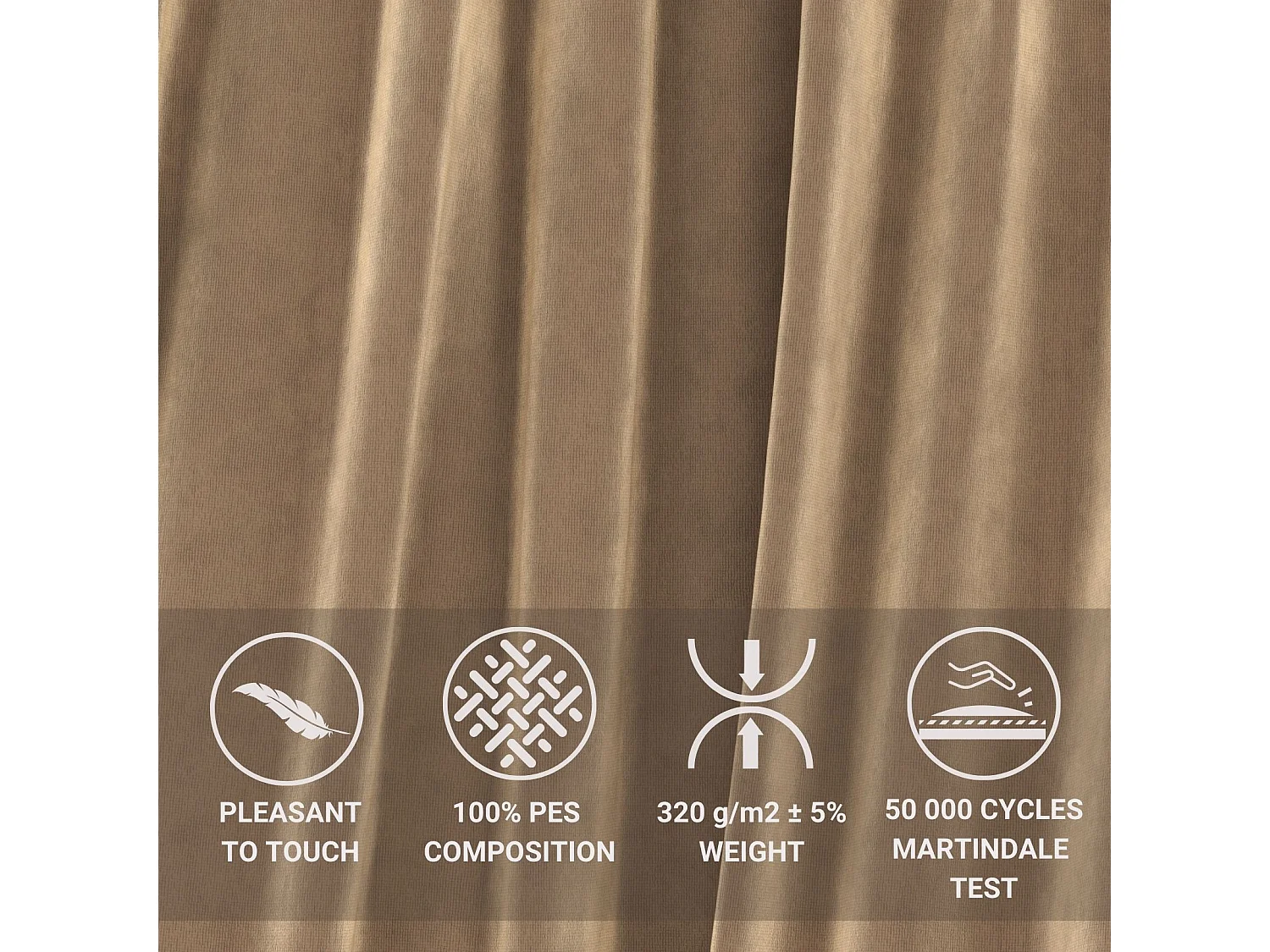 Canapé en tissu velours Peebles - 3 places - beige