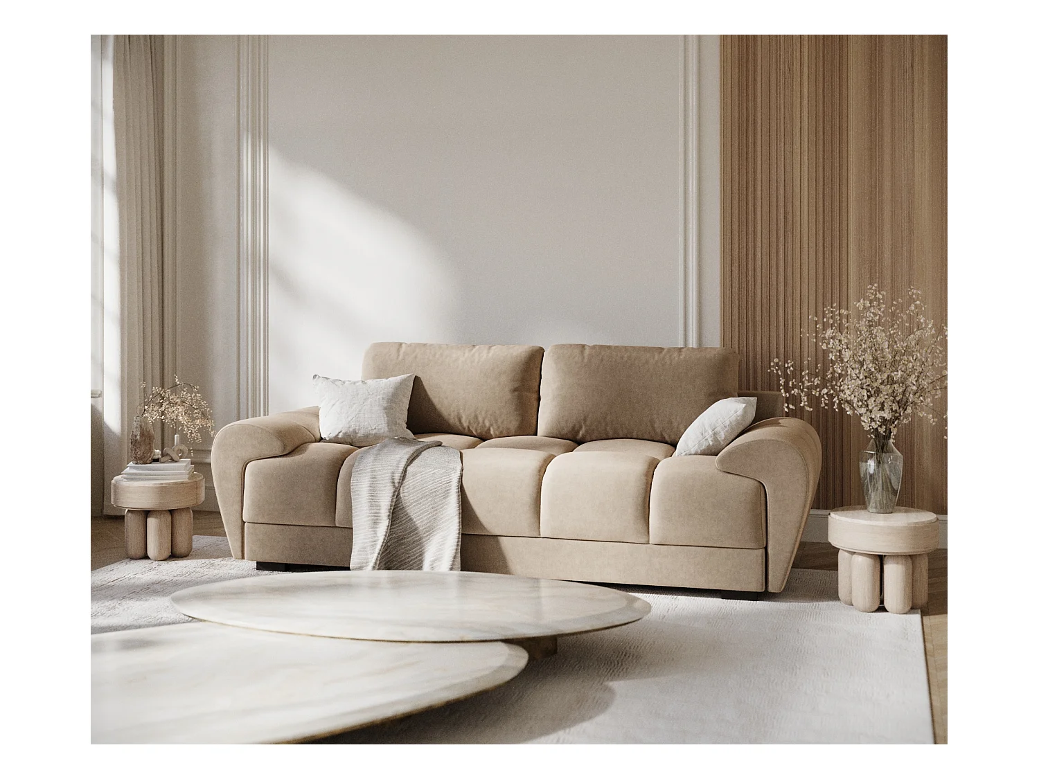 Sofa aus Samtstoff Peebles - Drei-Personen - beige