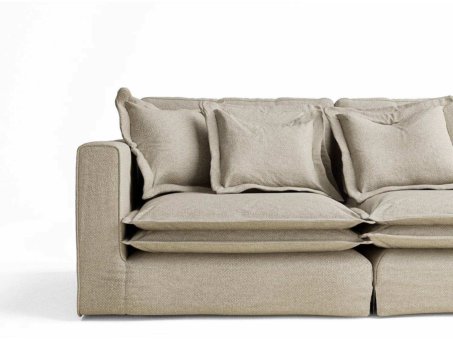 Canapé en tissu chenille Amalfi - 6 places - beige gris