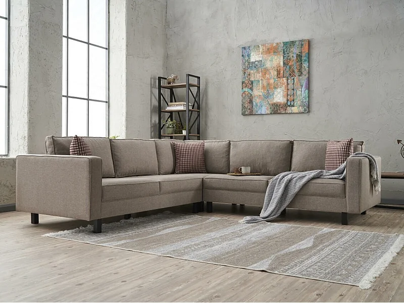 Sofá rinconero Altadena 326, De color marrón claro, 258x258x83cm