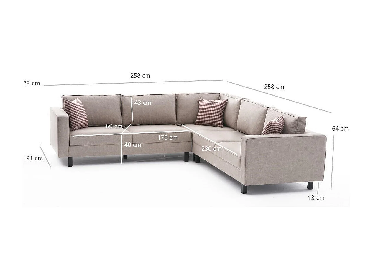 Divano angolare Altadena 326, Nocciola, 258x258x83cm