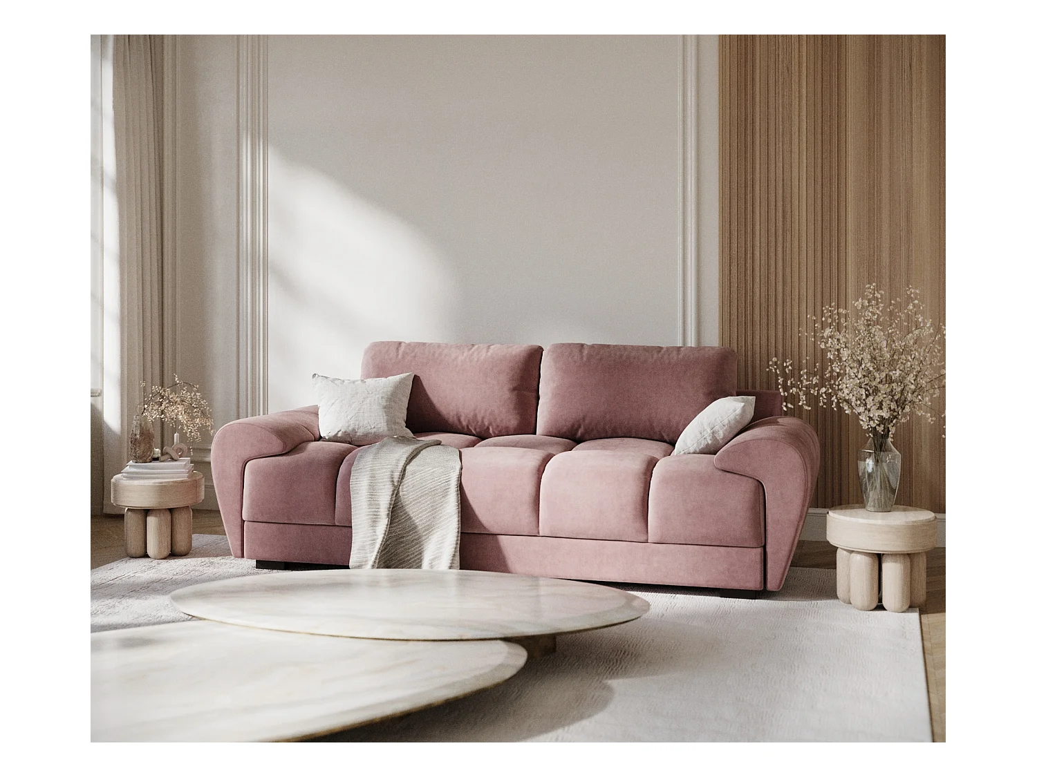 Sofa aus Samtstoff Peebles - Drei-Personen - rosa
