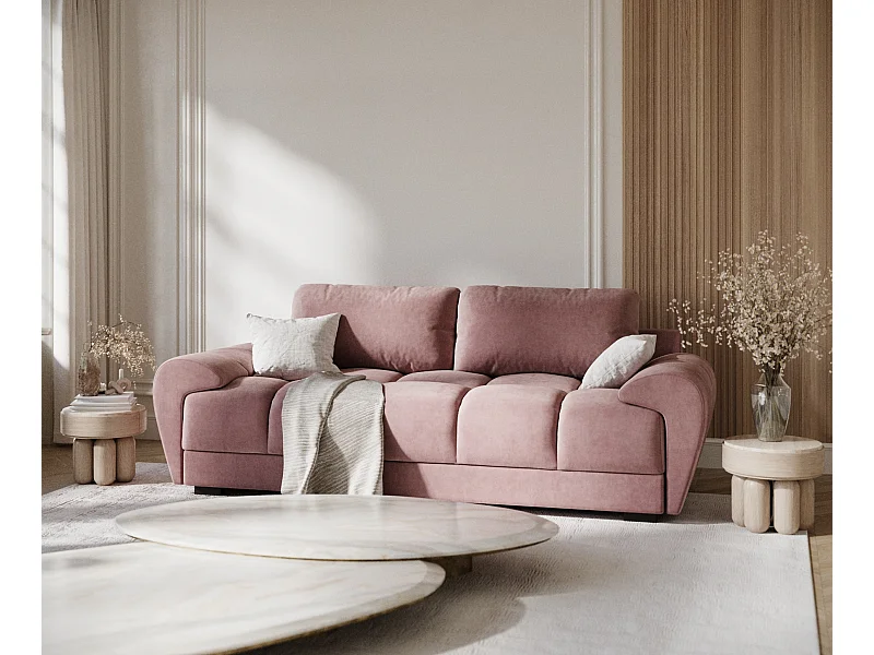 Bank van fluwelen stof Peebles - 3 plaatsen - roze