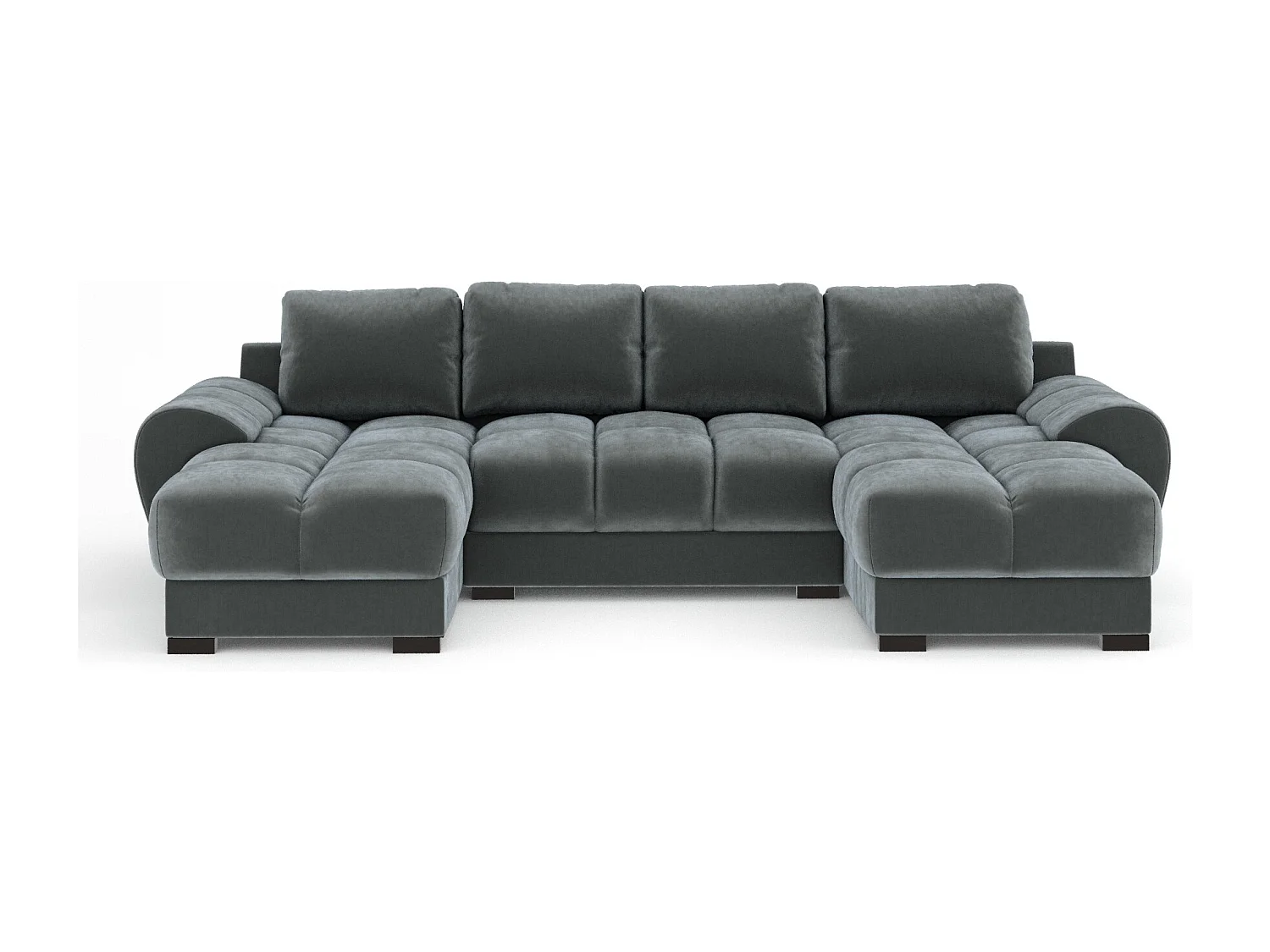 Canapé panoramique en tissu velours Peebles - 6 places - gris