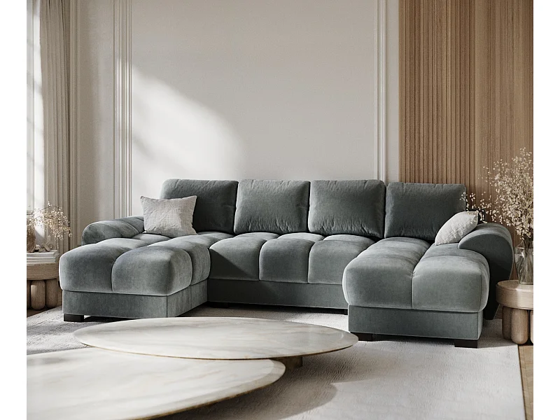 Panorama-Sofa aus Samtstoff Peebles - Sechs-Personen - grau