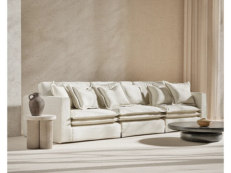 Bank van geweven stof Amalfi - 6 plaatsen - creme