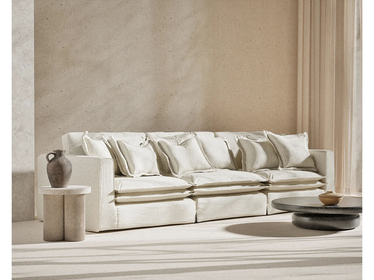 Canapé en toile tissée Amalfi - 6 places - creme