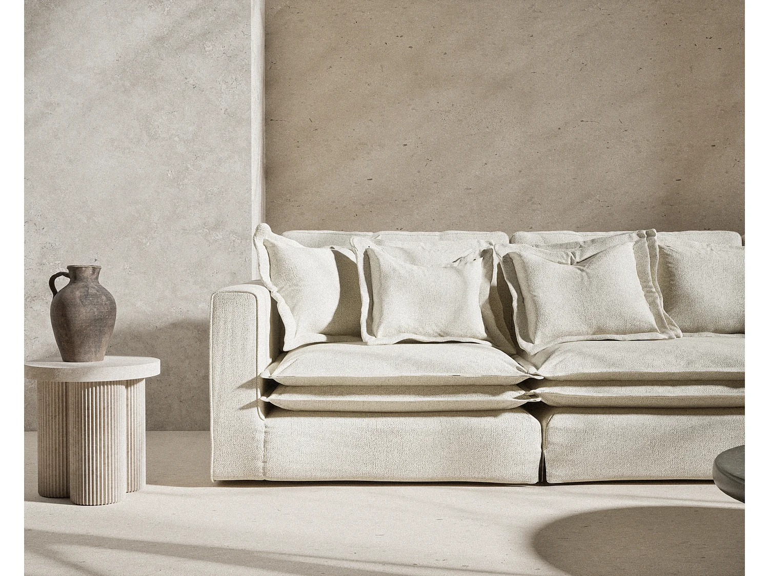 Canapé en toile tissée Amalfi - 6 places - creme