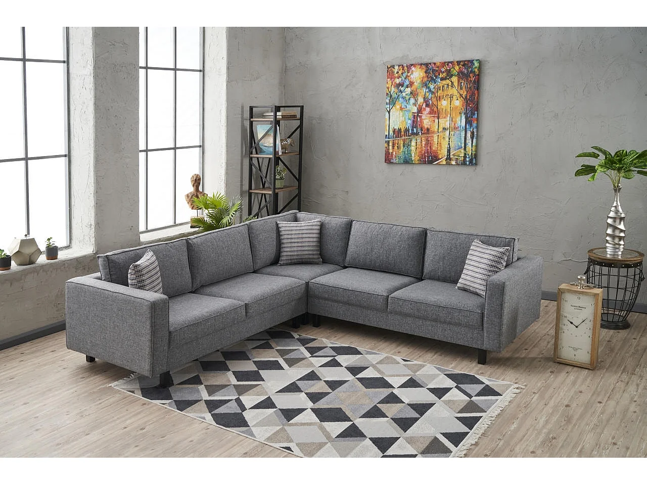 Sofá de Canto Moderno em Linho Cinza - Conforto e Estilo para Sua Sala de Estar