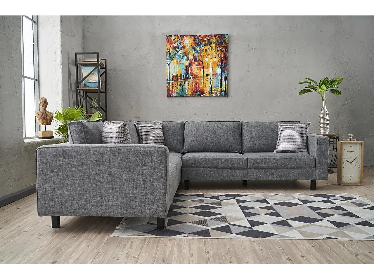 Sofá de Canto Moderno em Linho Cinza - Conforto e Estilo para Sua Sala de Estar