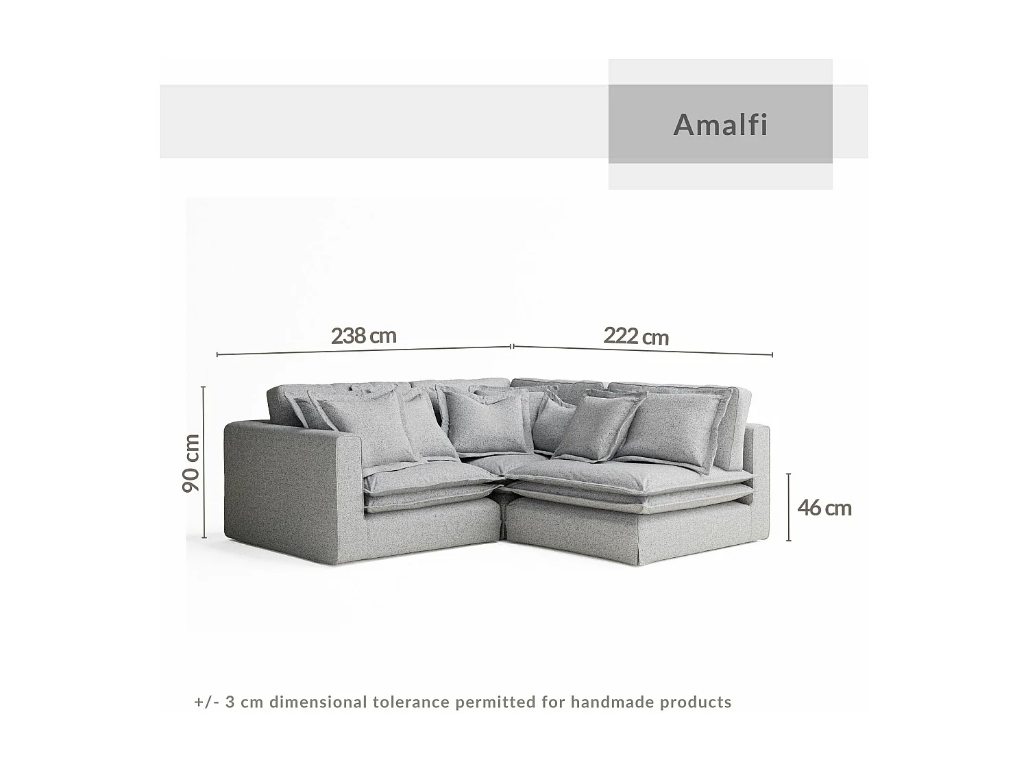 Canapé d'angle en toile tissée Amalfi - 5 places - gris clair