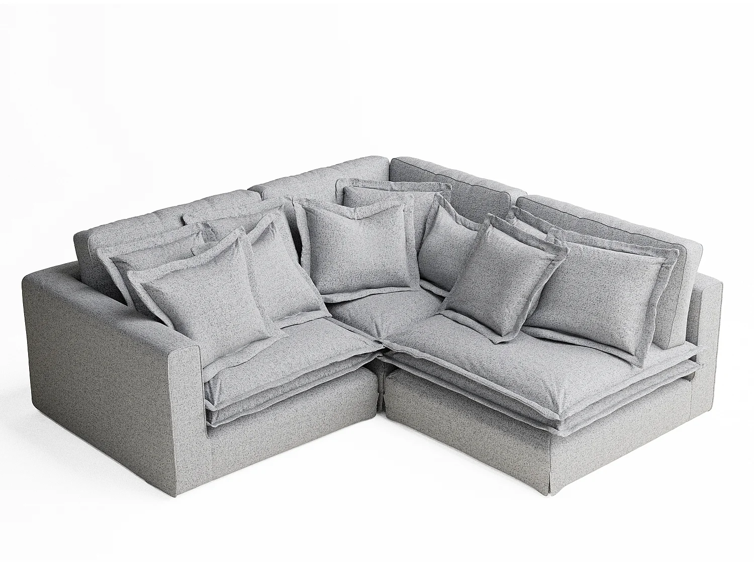 Ecksofa aus Webstoff Amalfi - Fünf-Personen - hellgrau