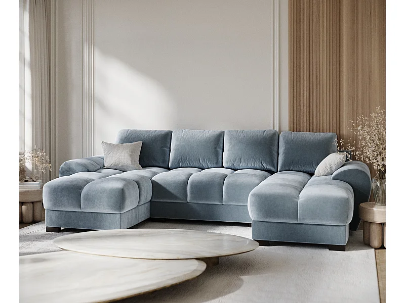 Panorama-Sofa aus Samtstoff Peebles - Sechs-Personen - blau