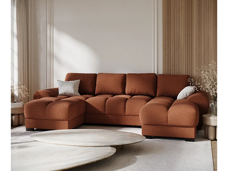 Panorama-Sofa aus Webstoff Peebles - Sechs-Personen - kupferfarbe