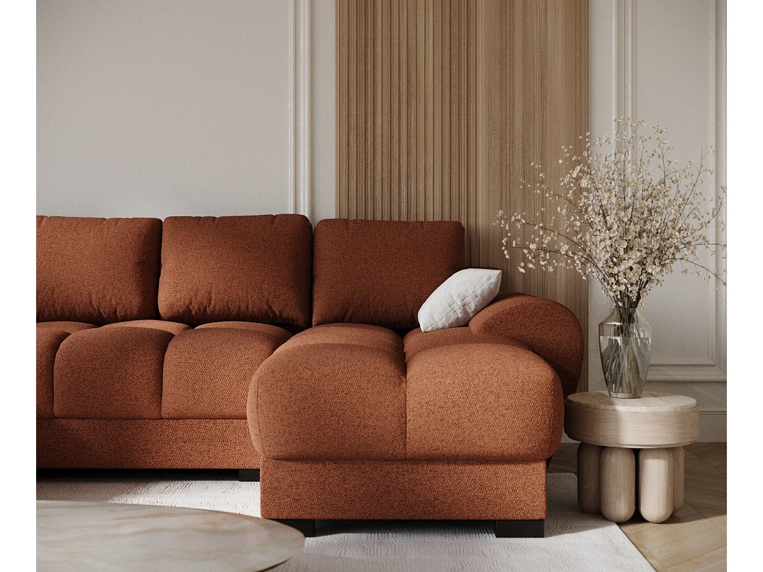 Canapé panoramique en toile tissée Peebles - 6 places - couleur cuivre