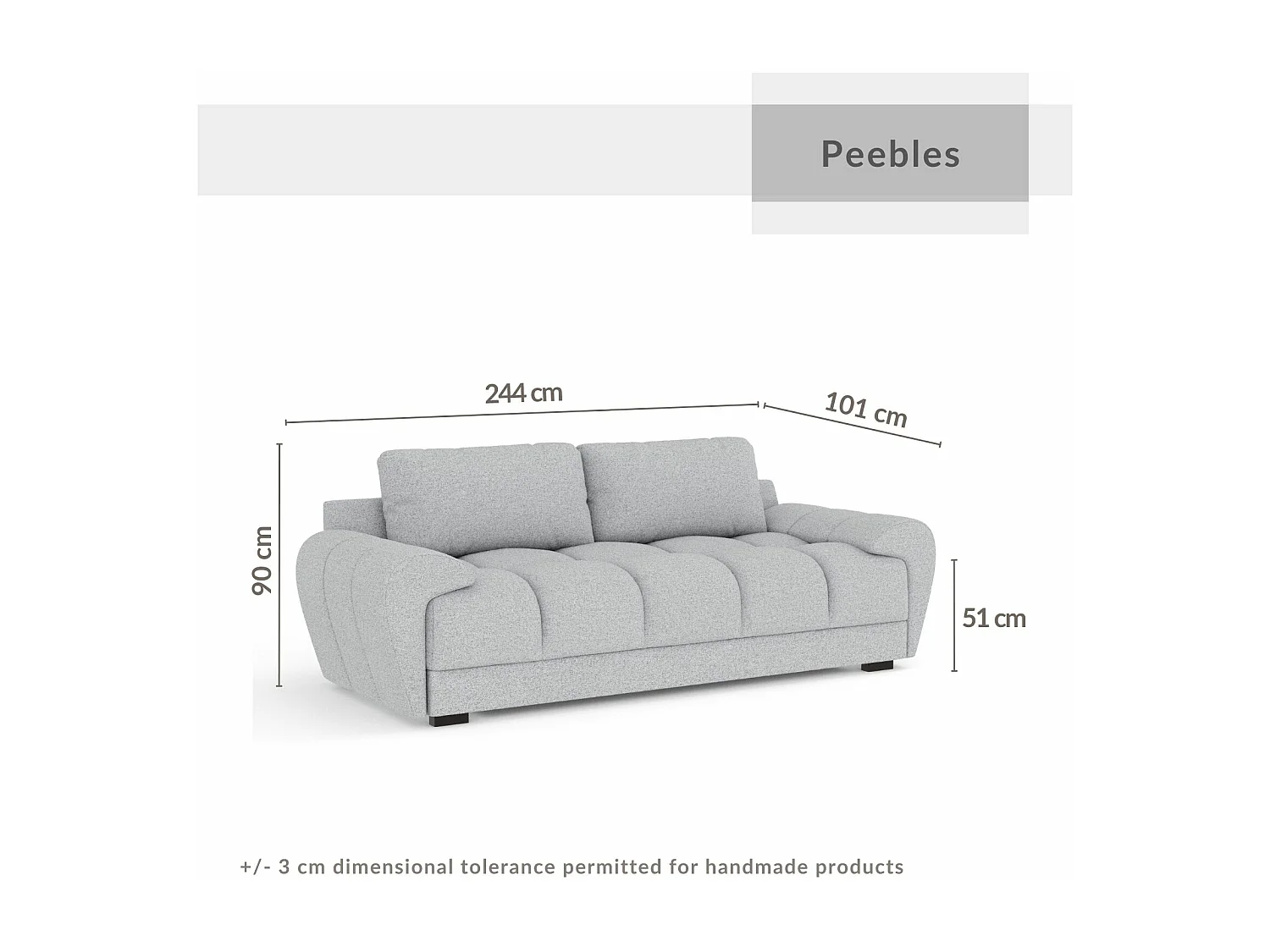 Canapé en toile tissée Peebles - 3 places - beige