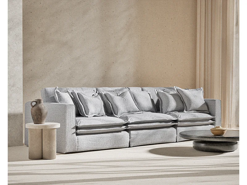 Sofa aus Webstoff Amalfi - Sechs-Personen - hellgrau