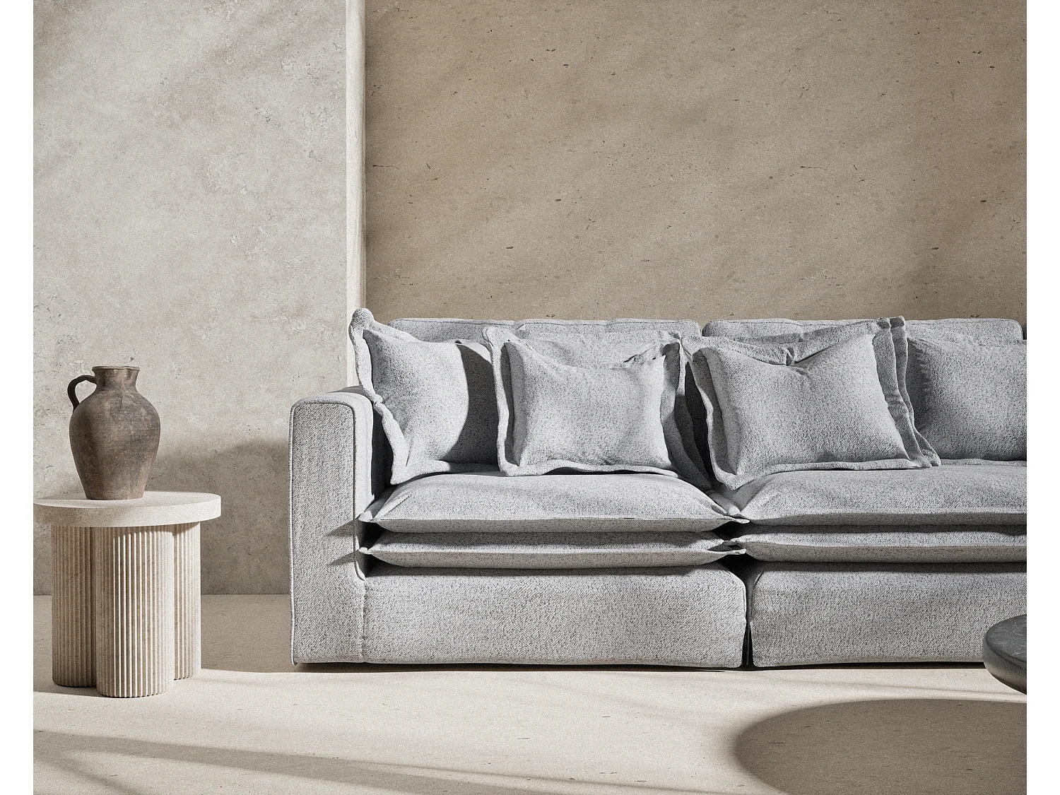 Canapé en toile tissée Amalfi - 6 places - gris clair